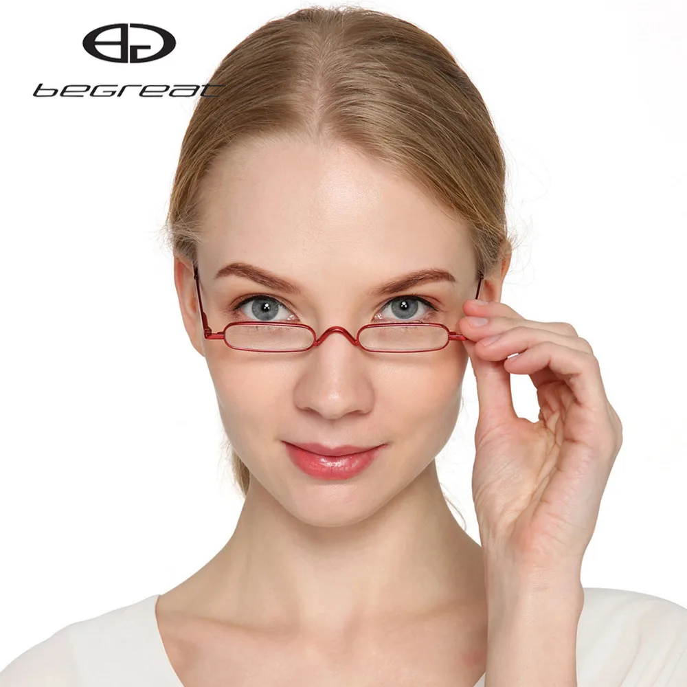 

BEGREAT Elegant Women Metal Reading Glasses Portable Reader Presbyopia Eyewear Men With Case Fodable Mini ResinReading Glasses