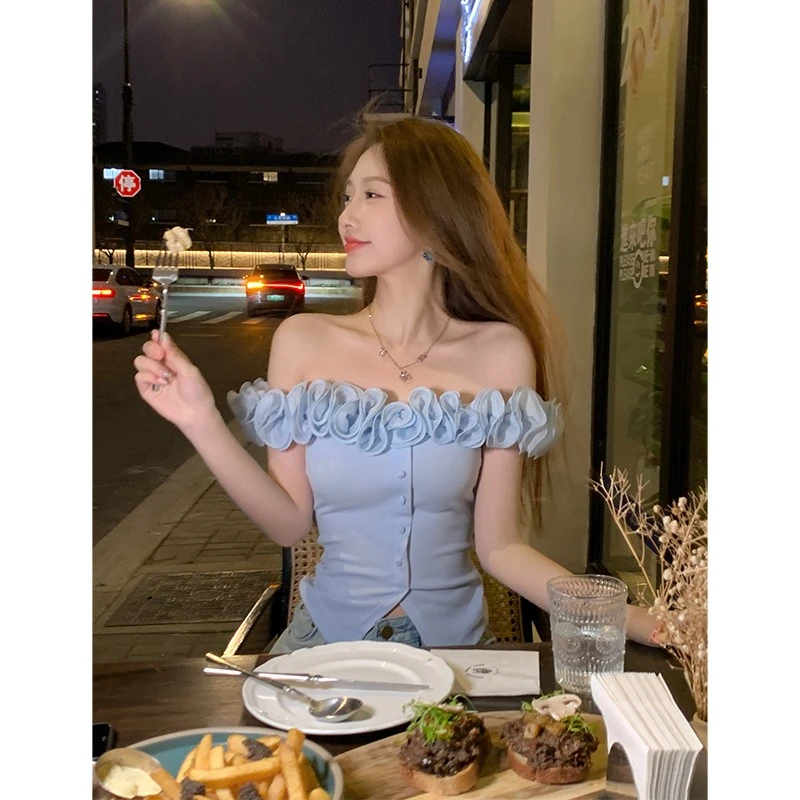 

Off Shoulder Top Women's Summer Design High Grade Short Shirt