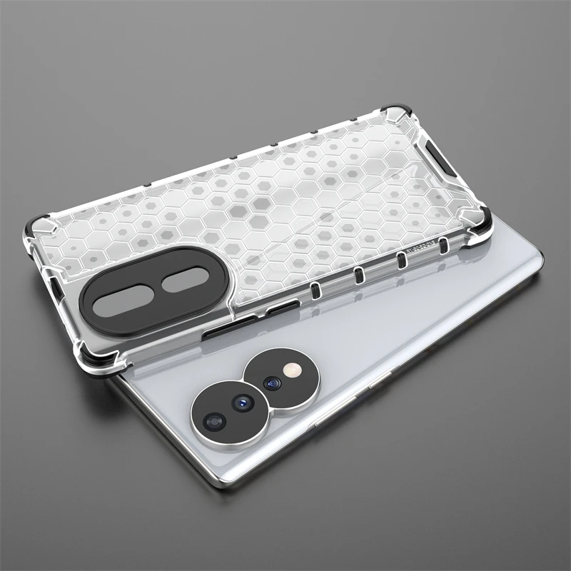 

For Huawei Honor 80 Case Cover Honor 80 Capas Back Transparent Bumper Shockproof Honeycomb Clear Cover for Honor 80 Pro Fundas