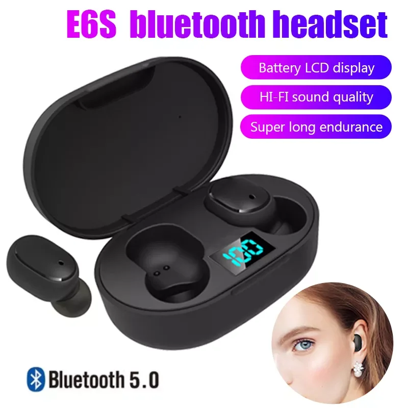 

E6S TWS Bluetooth 5.0 Headphones True Wireless Earbuds In Ear Handsfree Stereo Earphones Sports Waterproof Headset with Mic
