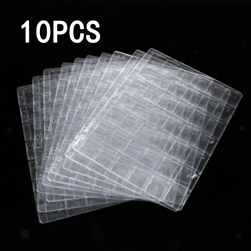 

10Pcs 7cm Plastic Coin Holder Pages Sheets Storage 42 Pockets Clear Protectors PVC Collectors Album Pages Case Folder