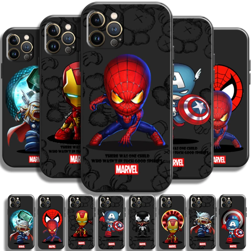 

Marvel Cartoon Avengers For iPhone 13 12 11 Pro Max Mini X XR XS Max SE 5 5s 6 6S 7 8 Plus Phone Case Soft Shockproof TPU Cover