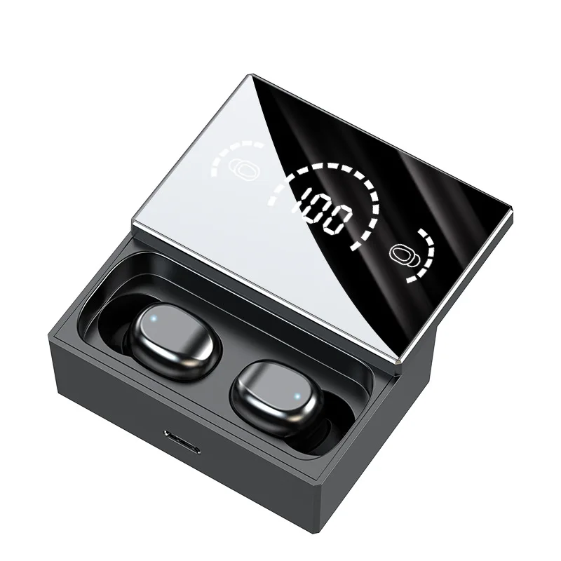 TWS Wireless Bluetooth Touch 9D Stereo Sports Waterproof In-ear Headphones HD Mirror With Microphone Mobile Phone