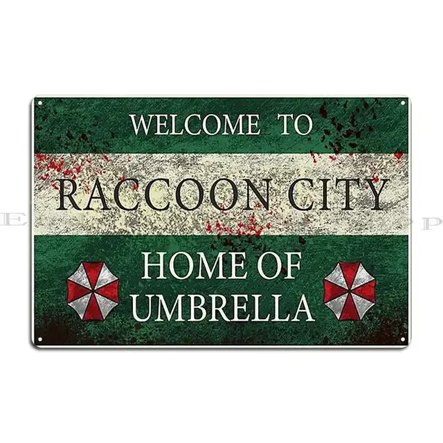 

Винтажный металлический знак "Welcome to Raccoon City"