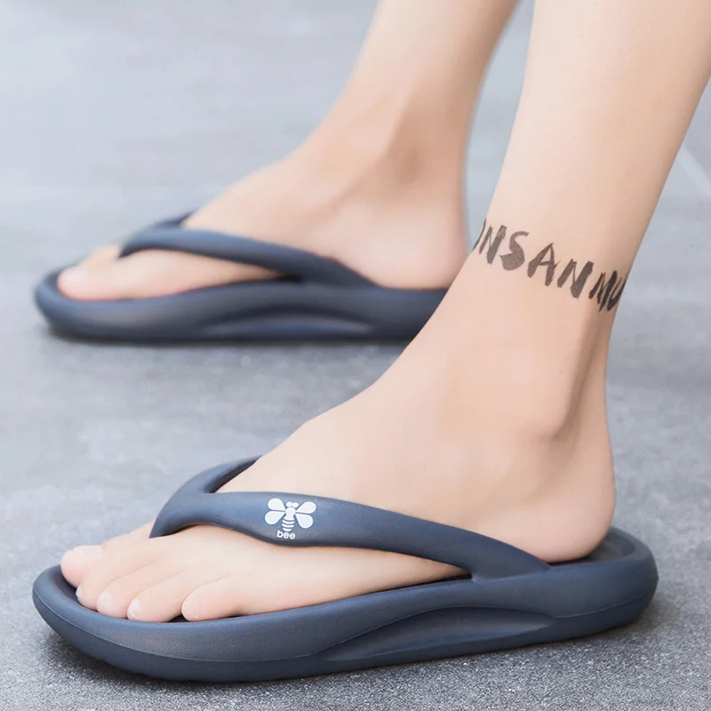 

Summer Blue Bee Printed Men's Flip Flops Platform Soft Cheap Slippers for Home Couples Non-slip Flip-flops Man chinelo masculino