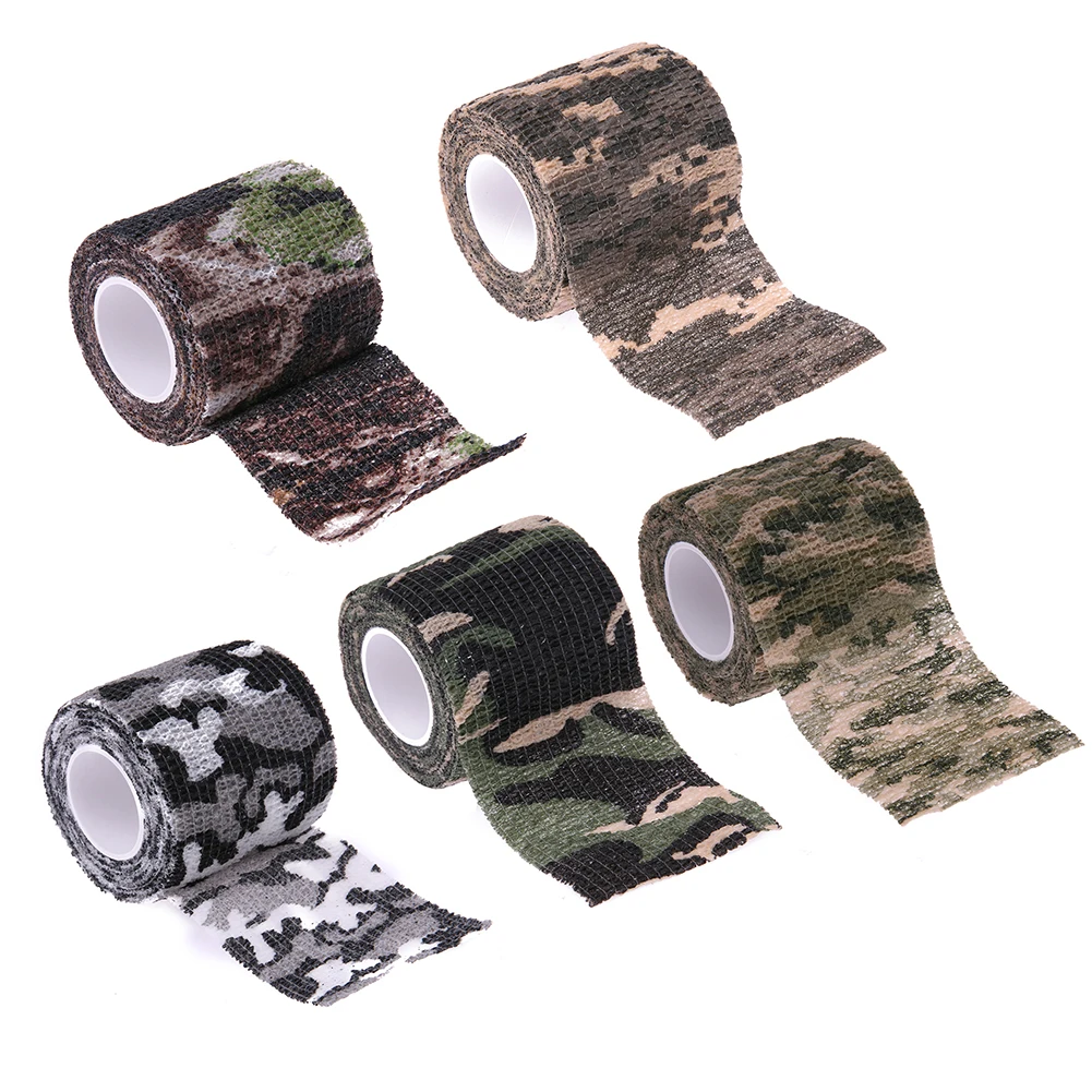 

5cmX4.5m Camouflage Elastic Wrap Tape Hunt Disguise Elastoplast Self Adhesive Sport Protector Knee Finger Ankle Athletic Bandage