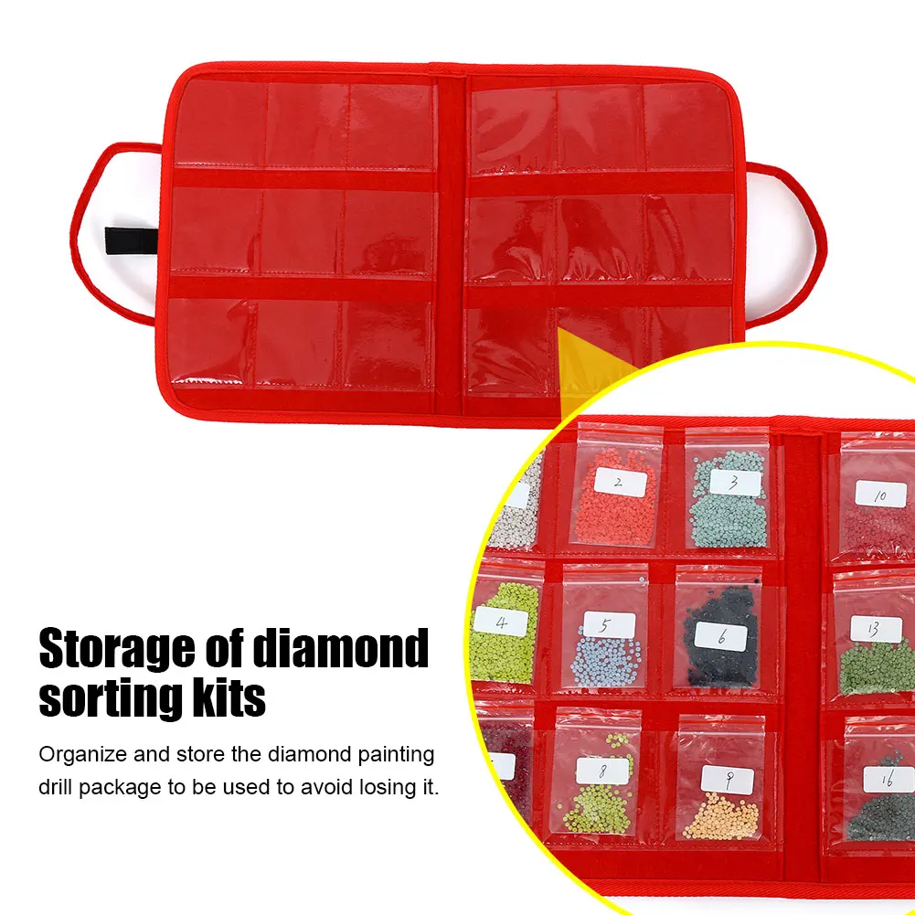

18 Pocket Diamond Painting Drill Storage Handbag Felt DIY Mosaic Bead Bags 5D Diamond Painting Accessories Storage