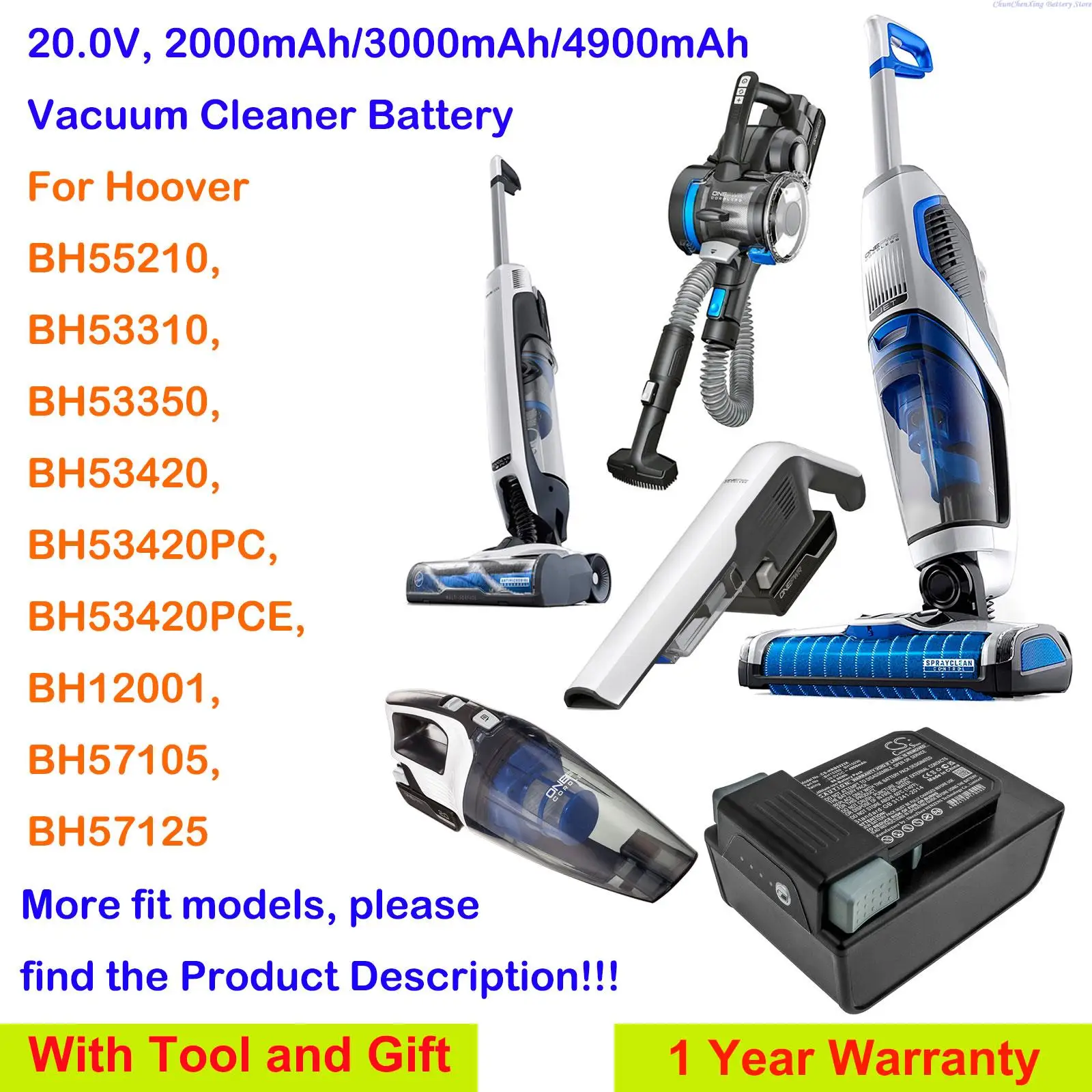 

Аккумулятор Cameron Sino 2000 мАч/3000 мАч/4900 мАч для пылесоса Hoover BH55210,BH53310,BH53350,BH53420,BH12001,BH57105,BH57125