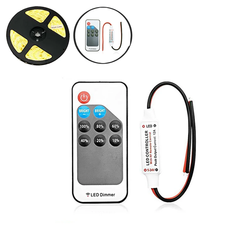 

Мини-светодиодный регулятор яркости, 9 кнопок, беспроводной Радиочастотный пульт дистанционного управления, одноцветная лента освещения ...