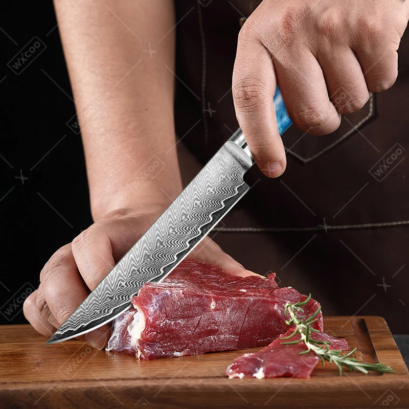 WXCOO Многофункциональный нож шеф-повара Кованые кухонные ножи Дамасская сталь Нож