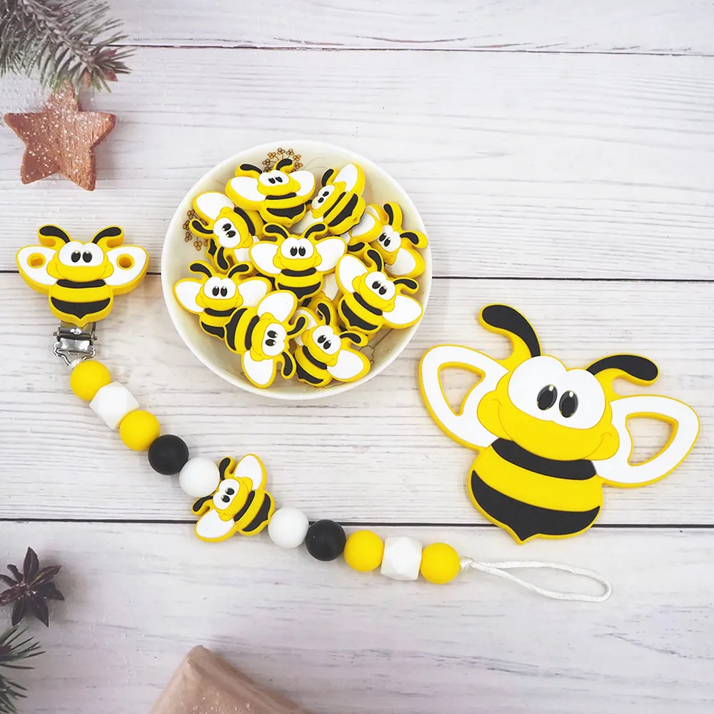 

Chenkai 10pcs Silicone Bee Teether BPA Free DIY Baby Chewing Pendant Nursing Sensory Teething Pacifier Dummy Jewelry Animal Toy