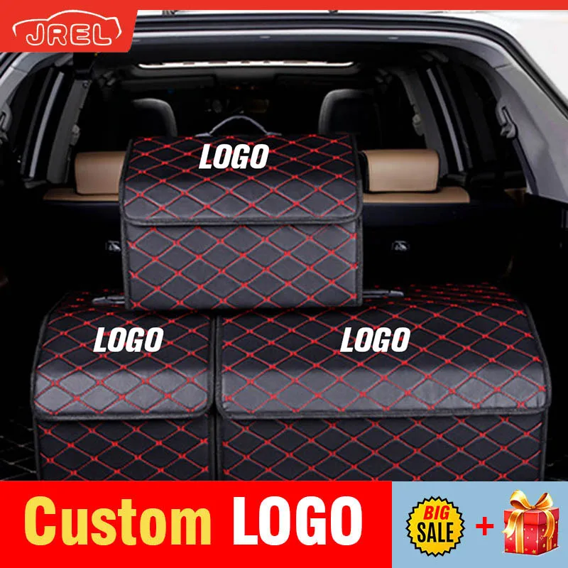 

PU Leather Car Trunk Storage Bag Organizer Large Capacity Multipurpose Collapsible With Lid Portable For BMW For Audi For VW