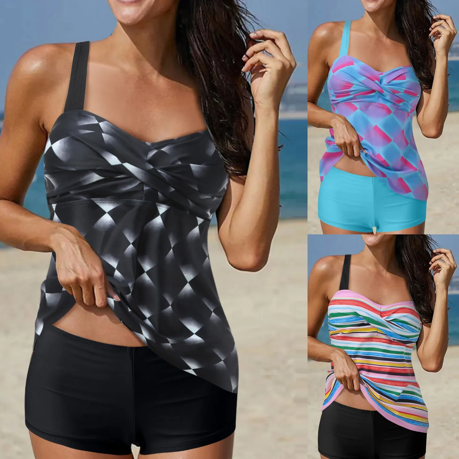 

Женское бикини с высокой талией, пикантное бикини с эффектом пуш-ап из двух предметов, женский купальный костюм, бикини с высокой талией, ком...