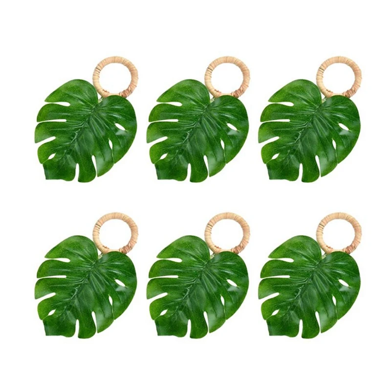 

6 шт. кольца для салфеток, кольцо для салфеток из искусственной пальмы, большое зеленое кольцо для салфеток для стола, свадьбы Вечерние