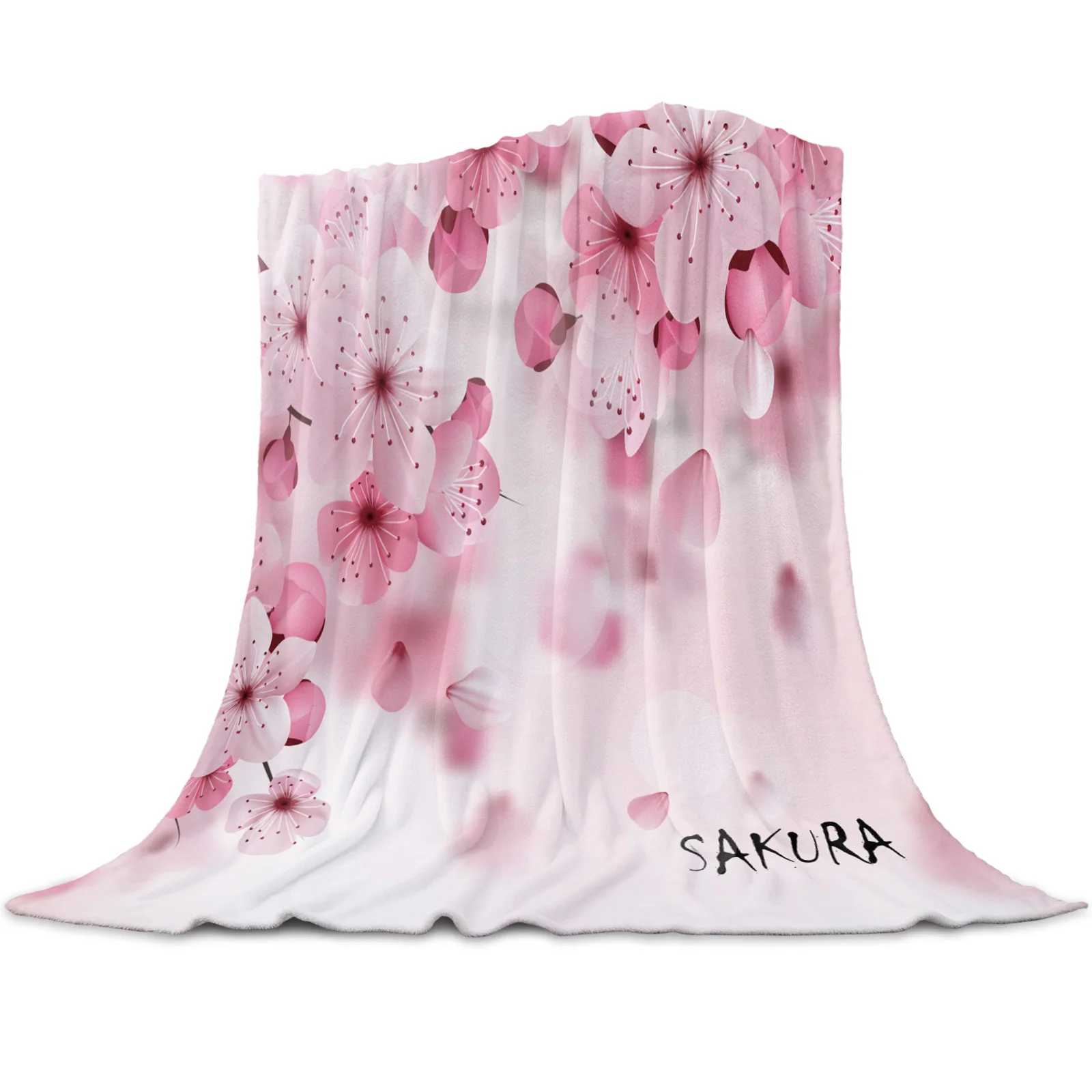 Cherry Blossom Sakura Pink Flower Blanket Flannel Winter Sheet Bedspread for Bed Sofa Travel Bedding Warm Fleece Throw Blankets
