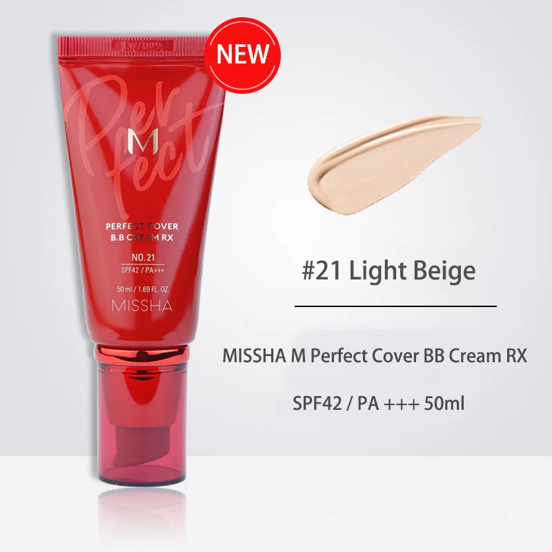 

MISSHA M Perfect Cover BB Cream RX #21 Light Beige Liquid Foundation Whitening Concealer Cream Long Lasting Korea Cosmetics