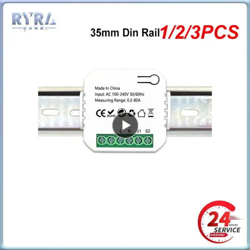 

1/2/3PCS ZigBee Meter Energy Power Monitor 80A Clamp Current Sensor Din Rail Tuya Smart App Electricity Statistics 110V 240V