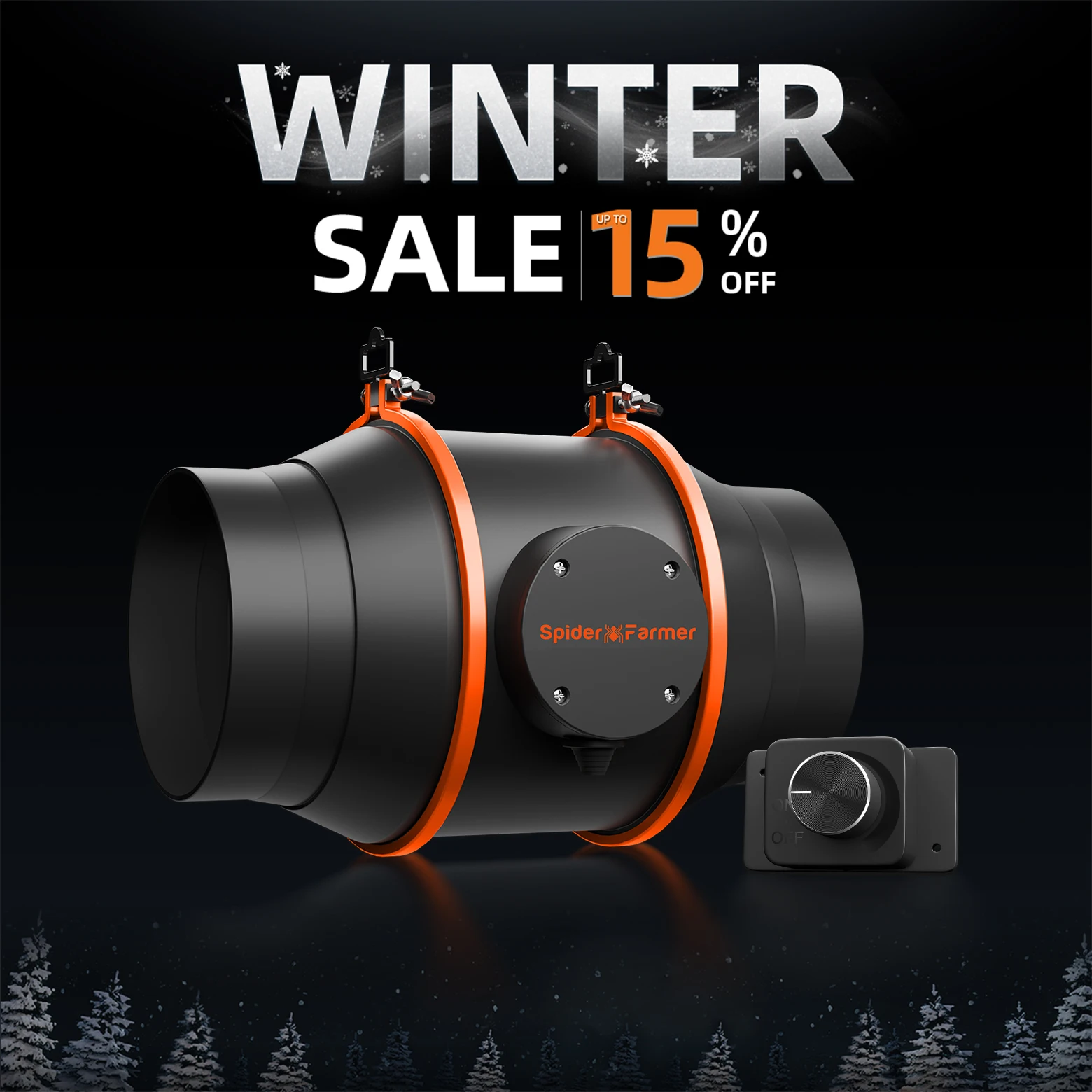 Spider Farmer 4-дюймовый/6-дюймовый линейный вентилятор воздуховода с регулятором