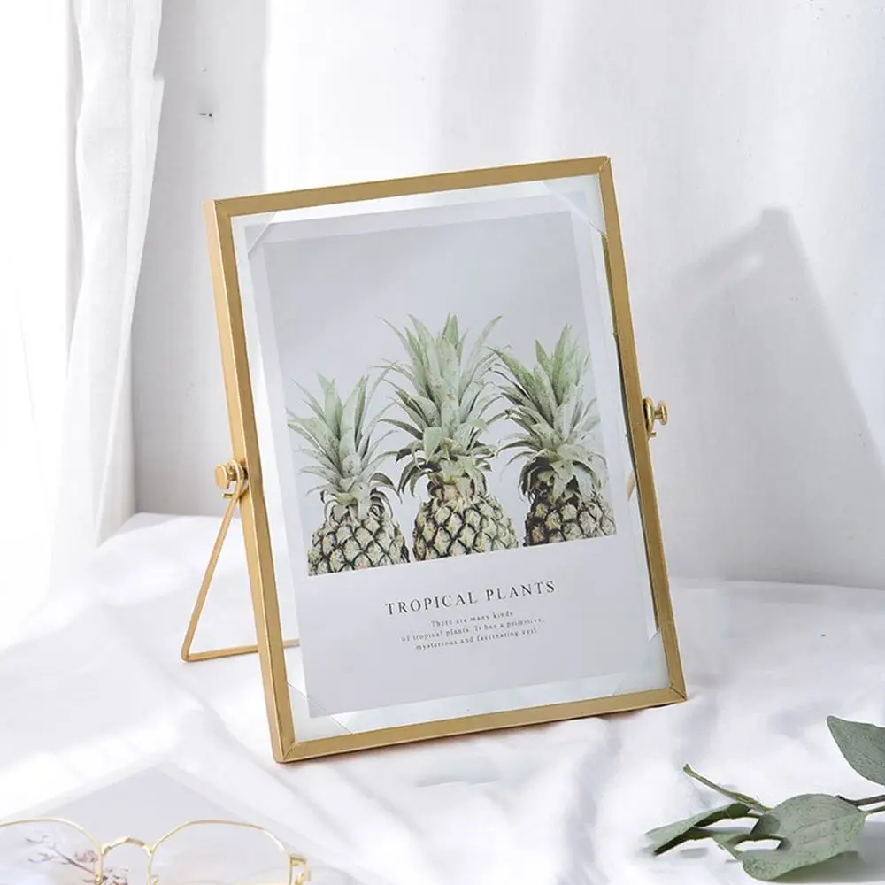 

Nordic Style Wrought Iron Photo Frame Creative Glass Clip Modern Minimalist Pictures Stand Home Desktop Decoration