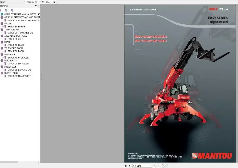 Manitou MRT MC Series 2020 Телеподставки и вилочный погрузчик 6 12 ГБ PDF-сервис руководство по