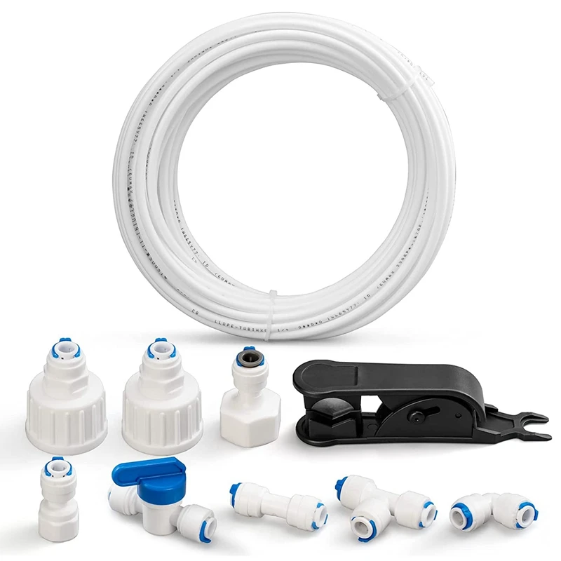 

LBER Water Supply Pipe Universal Connection Set 15M,For Side By Side Refrigerator,Reverse Osmosis System (1/4Inch)