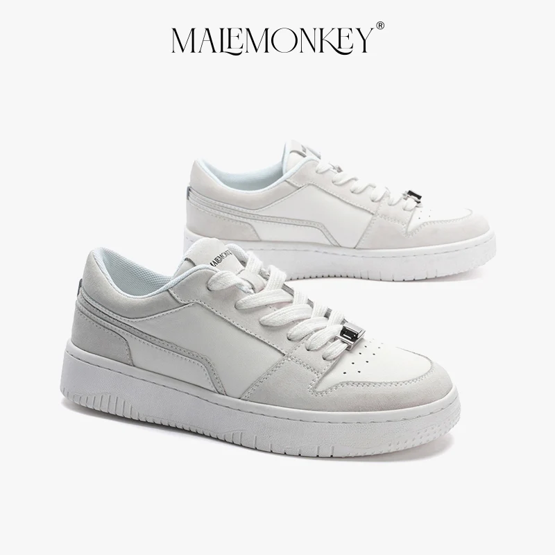 MALEMONKEY Platform Sneakers Women Leather Flat Shoes New 2023 Trend Round Toe Non-slip Breathable Female Shoes Handmade