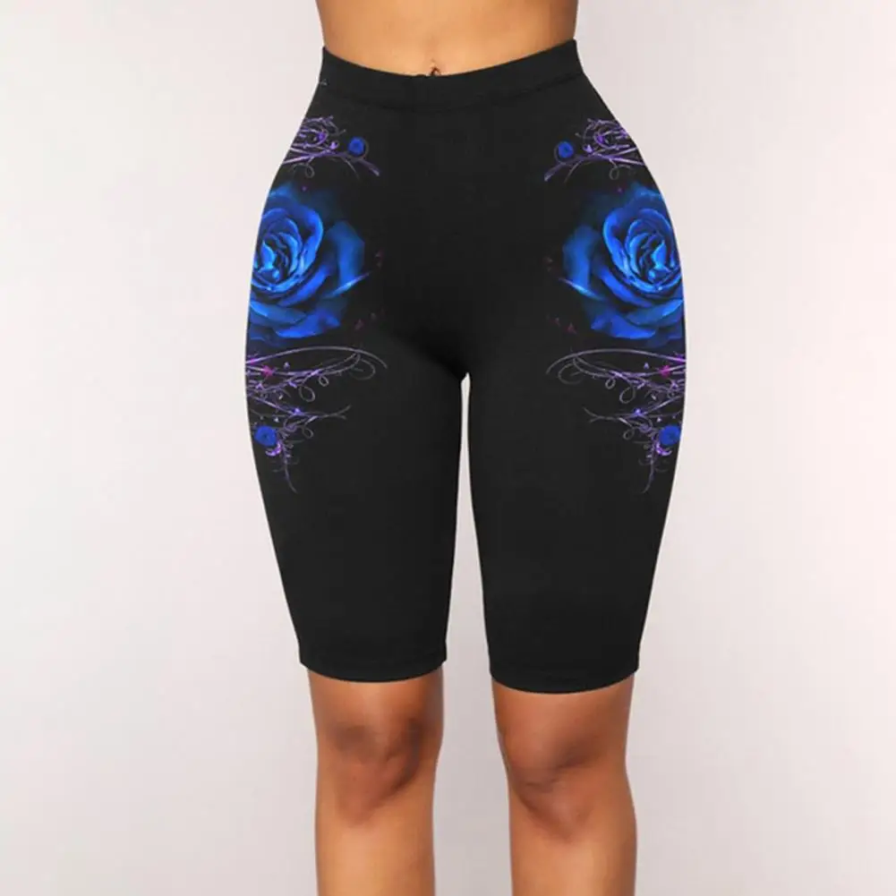 

Women Leggings Black Sports Shorts Stretchy Printed Sporty Shorts Attractive Printed Slim-fitting Shorts for Yoga