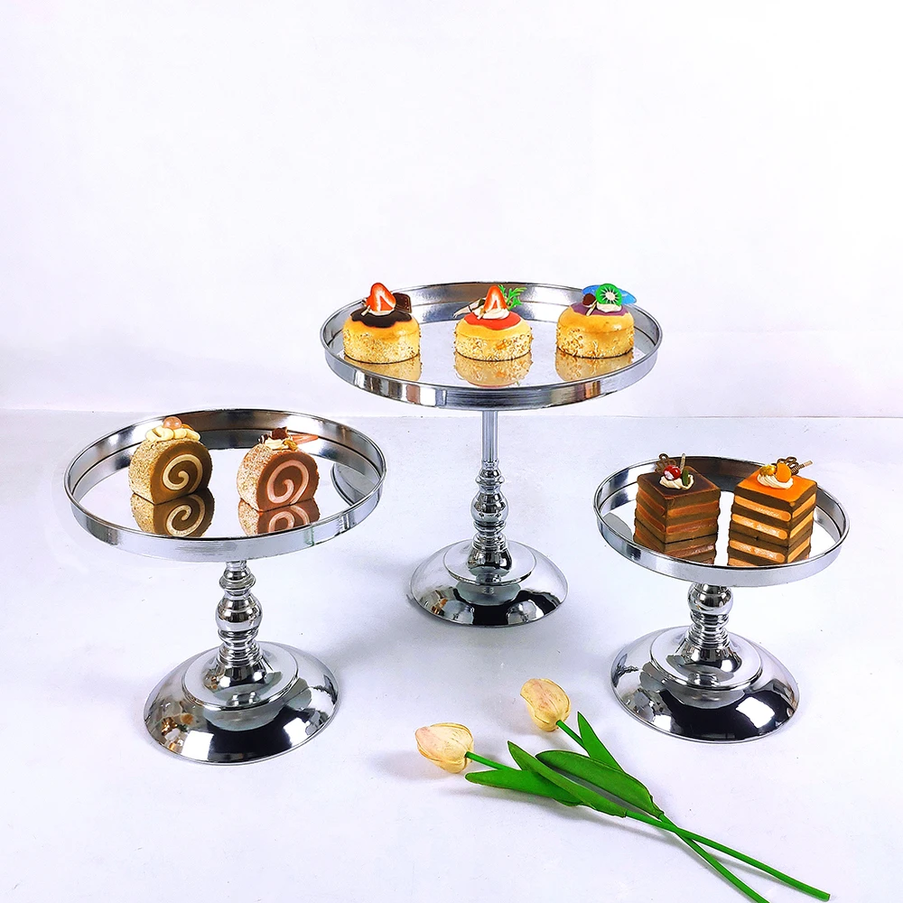 1pc Gold  Silver Antique Metal Round Cake Stand Set Wedding Birthday Party Dessert Cupcake Pedestal Display Plate Home Decor images - 6