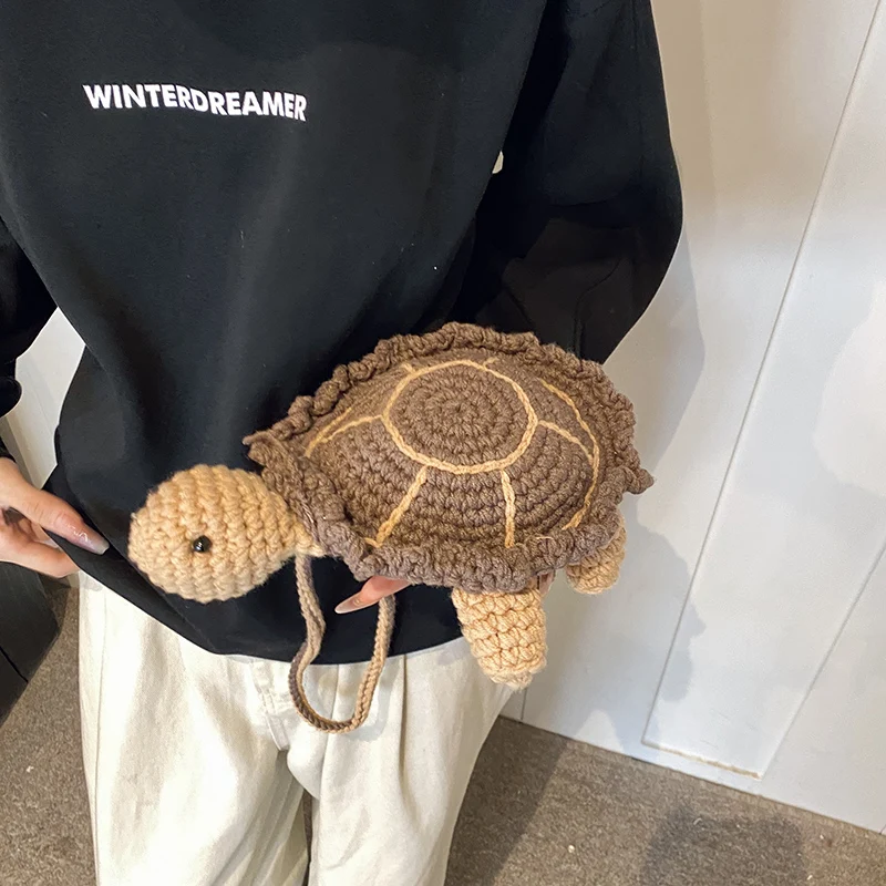 Милая зеленая кукла-черепаха сумка на плечо вязаная через повседневная женская