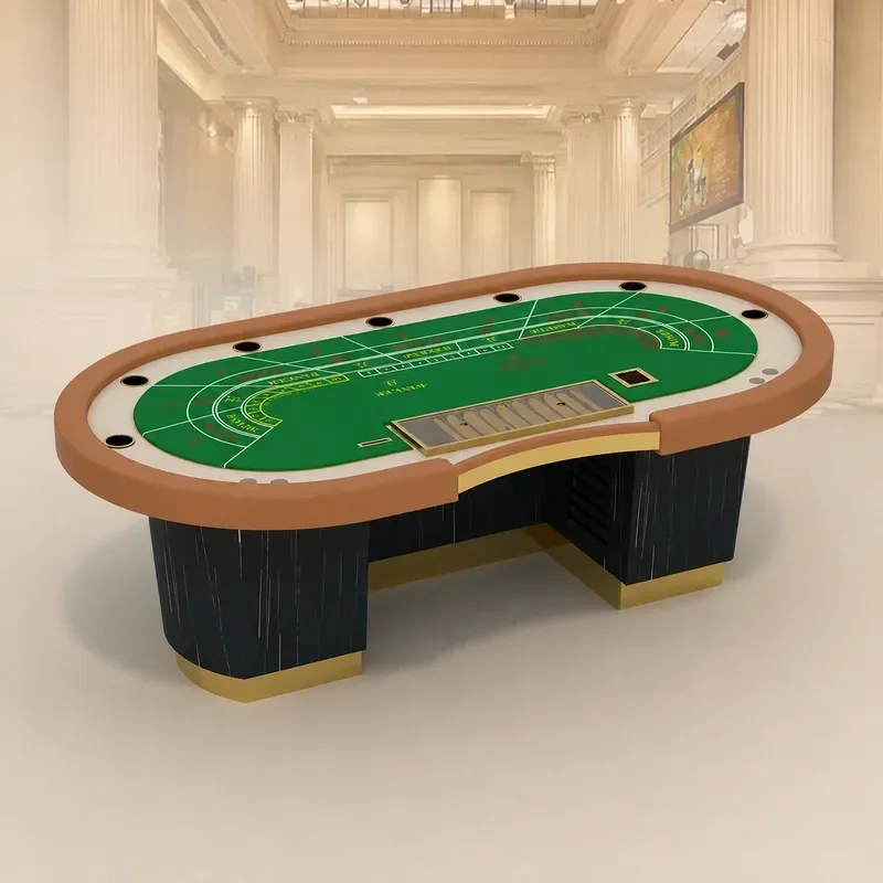 Фото Профессиональный покерный стол Deluxe Texas Holdem для блэкджека, баккары, Ниуниу, Драгон Тайгер, казино-игр, с настраиваемым дизайном №1