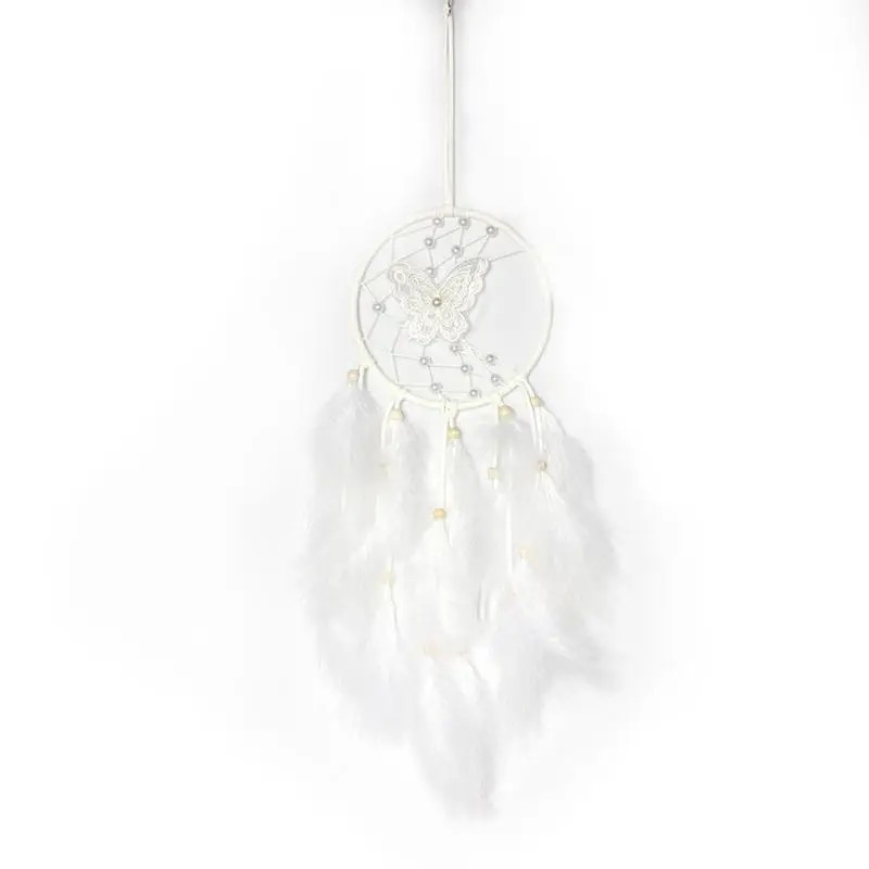 

With LED Light White Butterfly Dream Catcher Wind Chimes Pendant Girl Room Decoration Pendant Girlfriend Birthday Gift W0