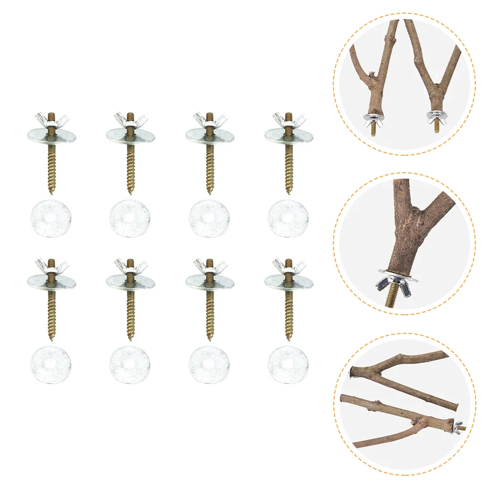 

8 Sets Bird Cage Stand Bar Screw Hardware Brackets Kit Screws Nuts Stainless Steel Perch Fixing Accessories Supplies