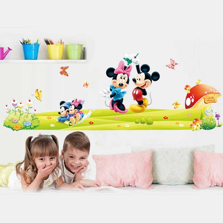 

Hot Cartoon Mickey Minnie Mouse Wall Stickers For Kids Room Bedroom Vinyl Decals Home Decoration DIY Wallpaper Nursery