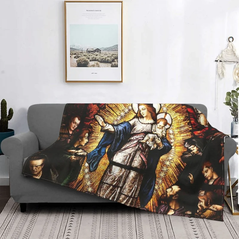 

Jesus Christ Nativity Blanket Fleece Summer The Virgin Mary Breathable Lightweight Throw Blankets For bed Couch Rug Piece