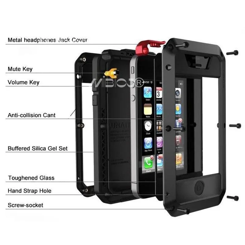 Cena Dla IPhone 14 13 12 11 Pro XS MAX XR 8 7 Plus 5S Heavy Duty Doom Pancerz Metal Aluminium Odporna Na Wstrząsy Obudowa Wodoodporna Obudowa Telefonu