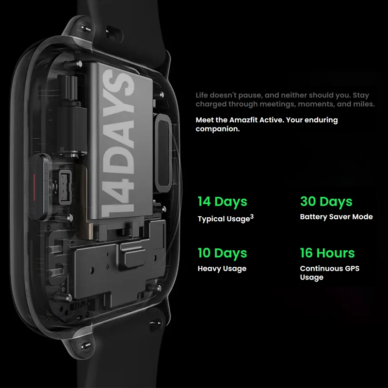 Фото Глобальная версия умных часов Amazfit Active 42 мм с 5 спутниковыми системами позиционирования, 14-дневным временем автономной работы, совместимые с Android и iOS. №5