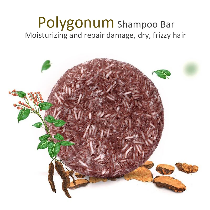 Шампунь PURC Polygonum Multiflorum мыло для предотвращения седых волос разглаживающий
