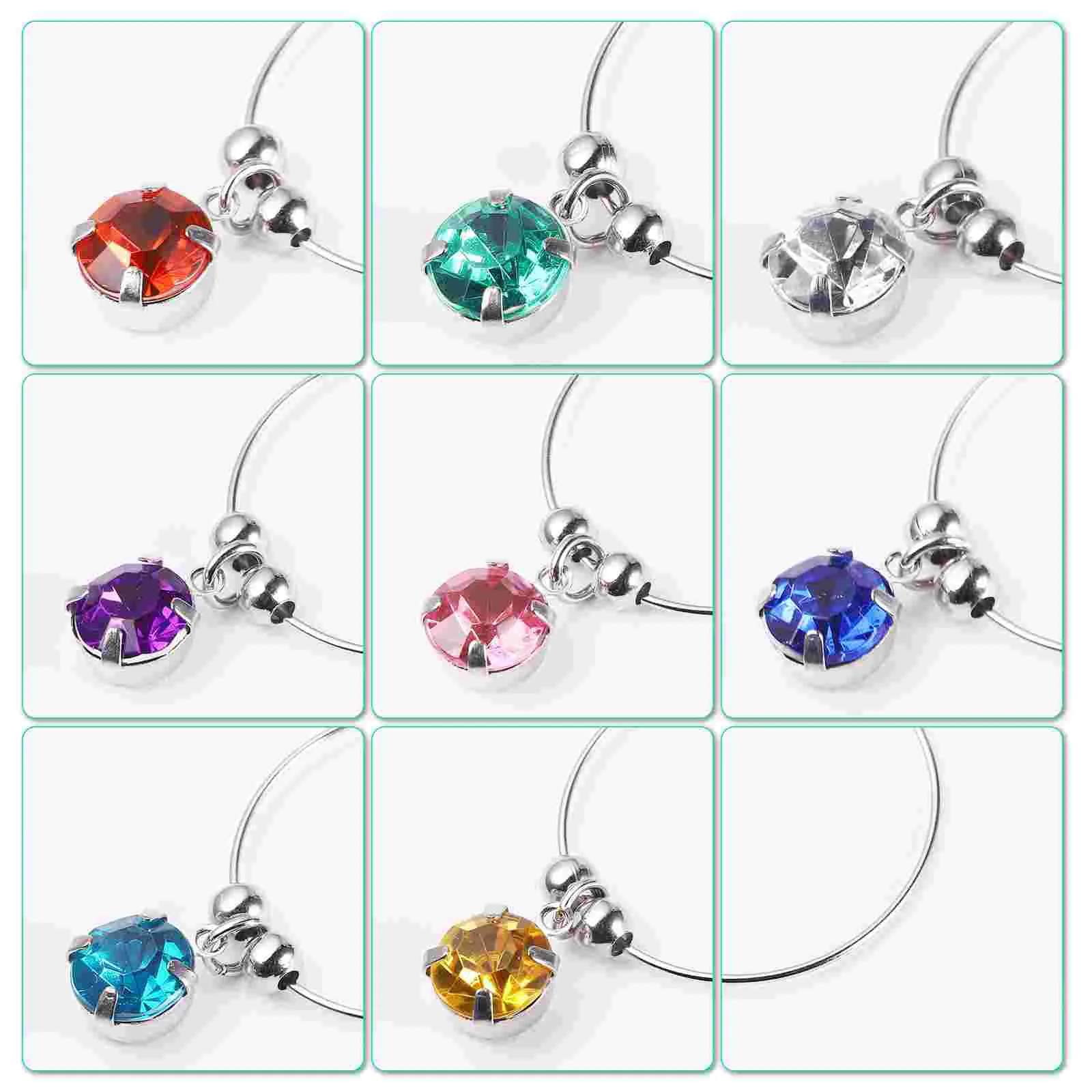 8pcs Necklace Personalised Glass Charms Goblet Bottle Hanging Ring Markers | Labeling Supplies