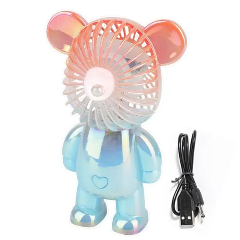 

Жестокий Медведь Электрический мини портативный вентилятор USB перезаряжаемый портативный охлаждающий красочный веер трехскоростной регулируемый вентилятор