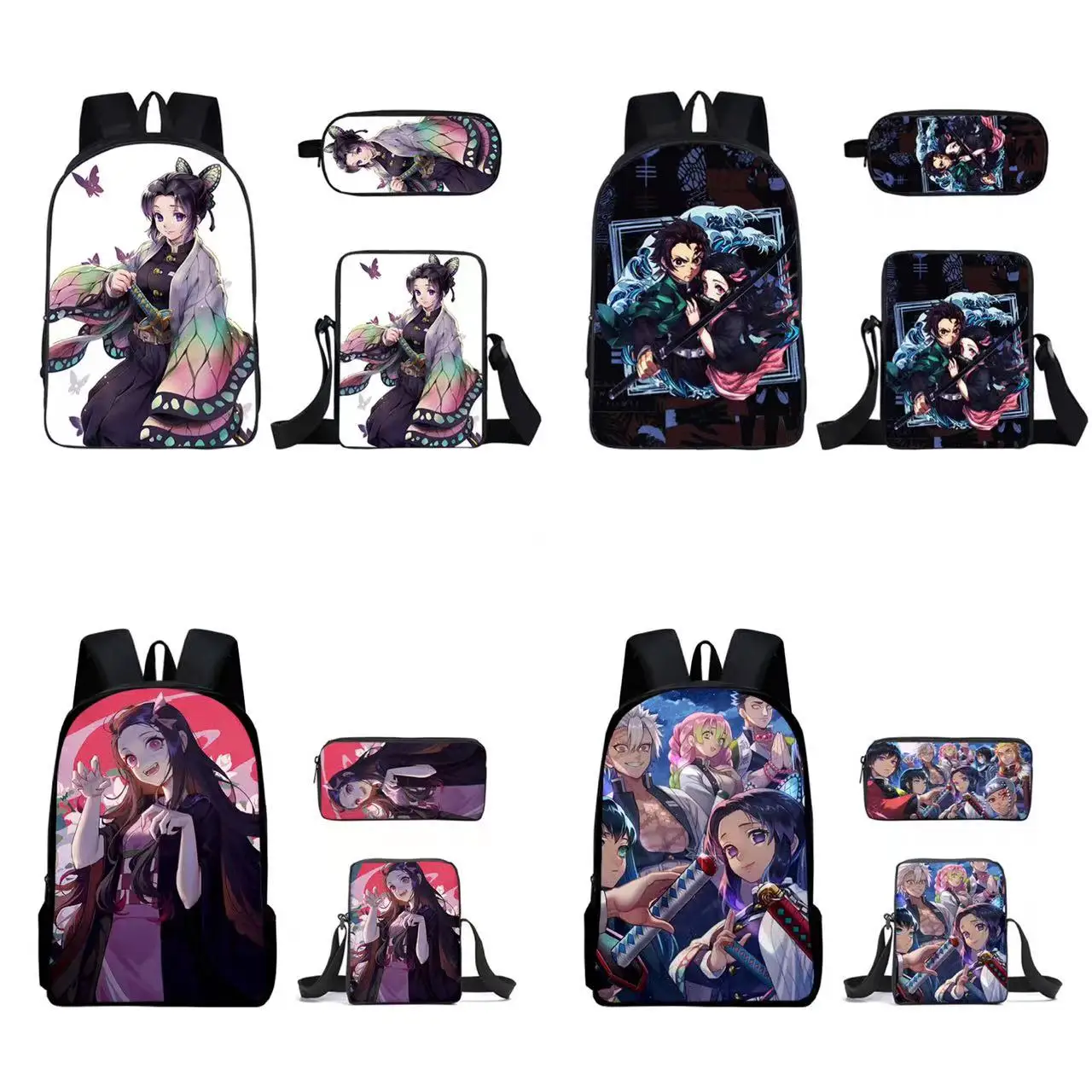 

Anime Students Backpack Demon Slayer Kamado Nezuko School Bag Backpack Satchel Messenger Bag Pen Bag Three Pieces Set Gift