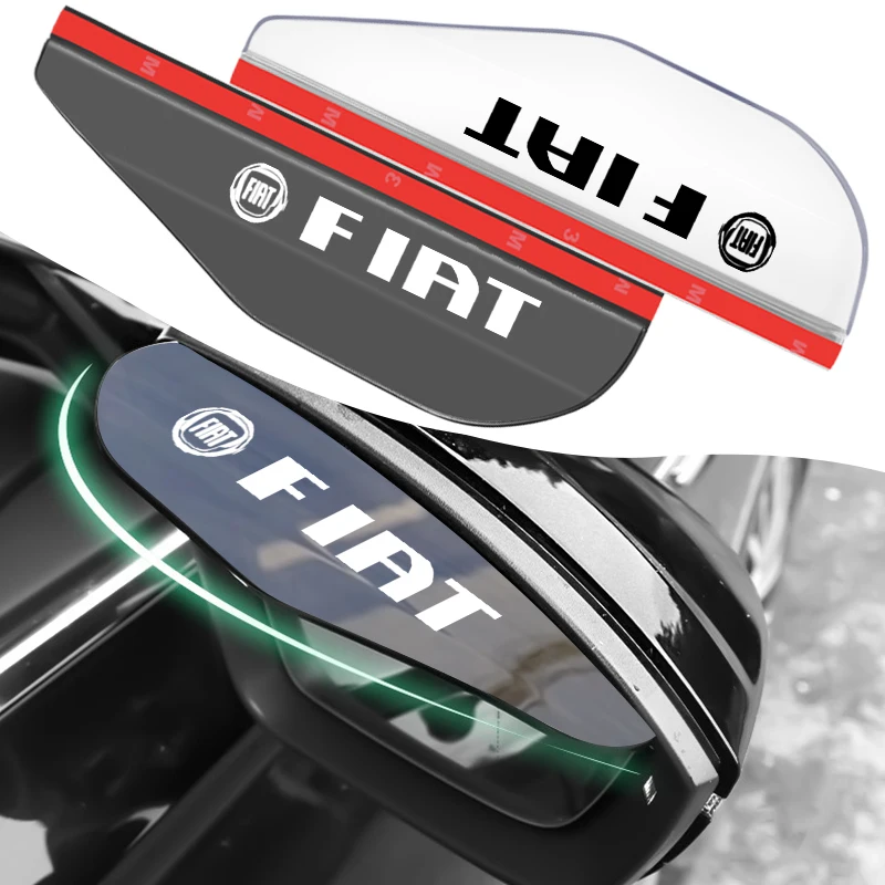 

2PCS Car Rearview Mirror Rain Eyebrow Stickers Accessories for Fiat 500 Ducato Uno Stilo Palio Bravo Toro Grande Punto 2021 Logo