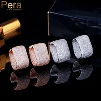 pera chic 585 rose gold full cubic zirconia pave setting u shape circle hoop earrings for women 2021 trendy brand jewelry e765