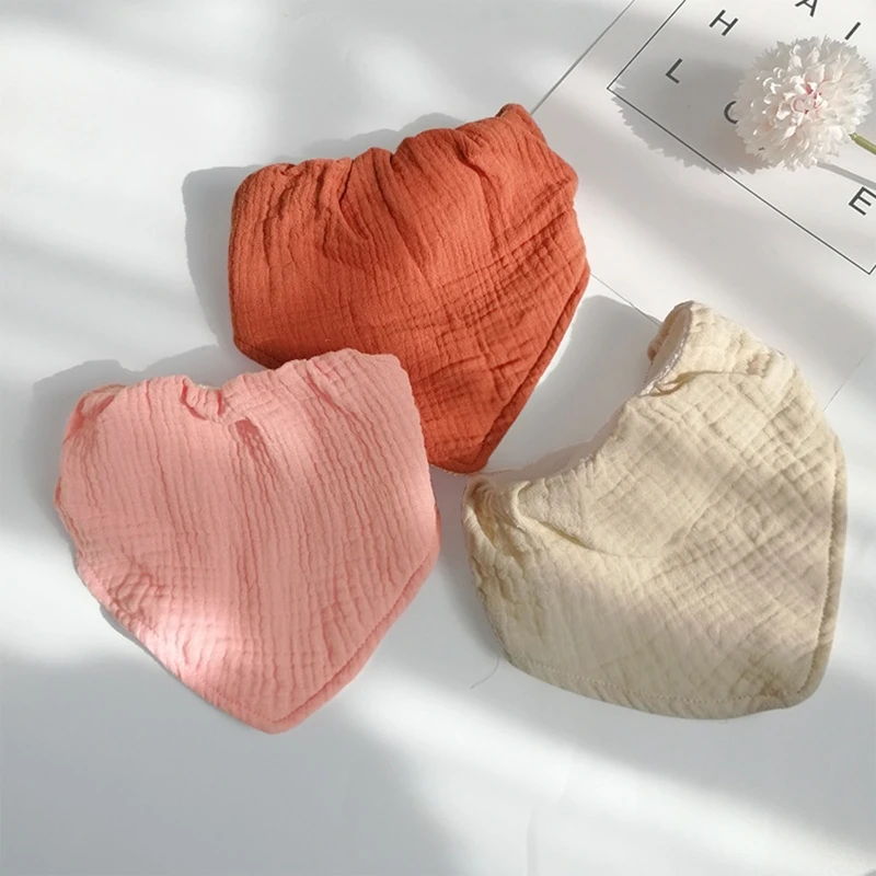 

N80C Baby Bibs Bandana Solid Color Drooling Bibs Infant 0-12M Teething Bibs High Absorbent Saliva Towel Newborn Shower Gift
