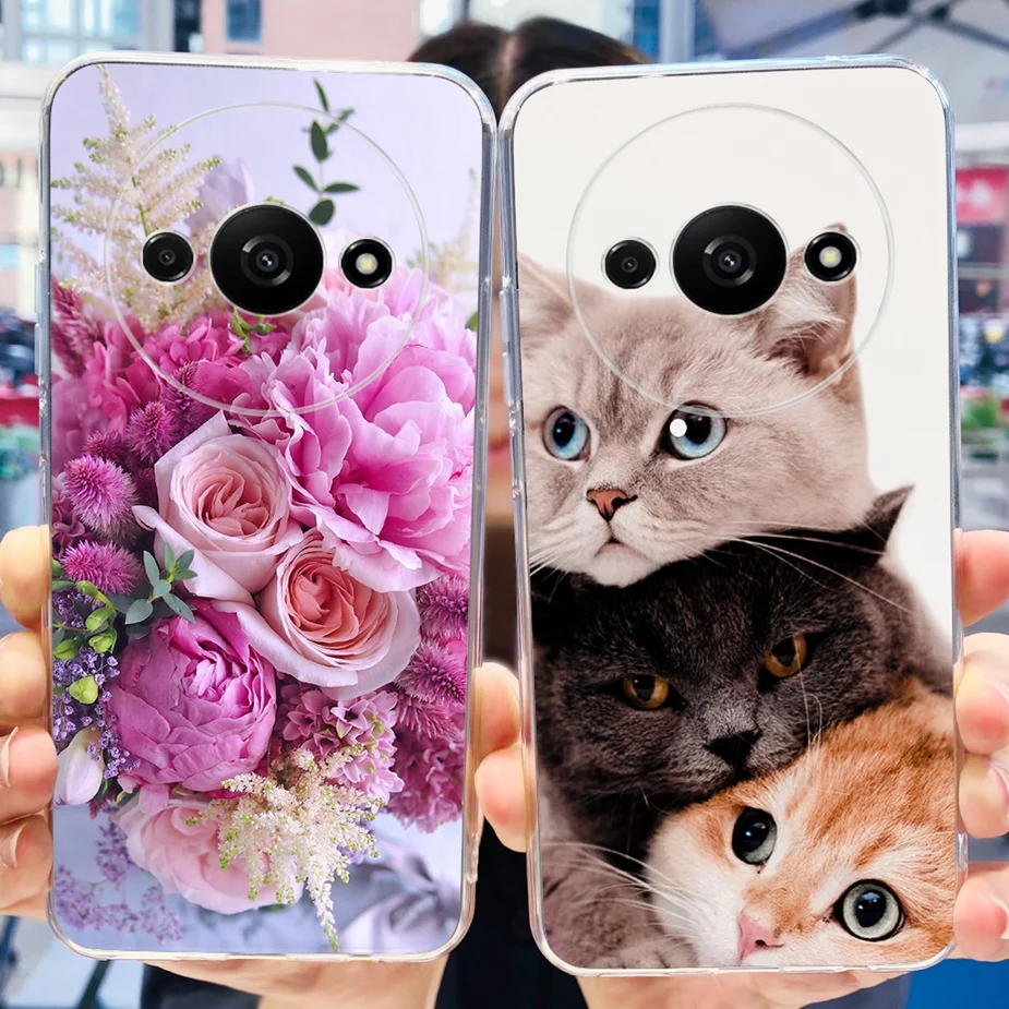 Чехол для Xiaomi Redmi A3 Стильный чехол с рисунком бабочки прозрачный силиконовый