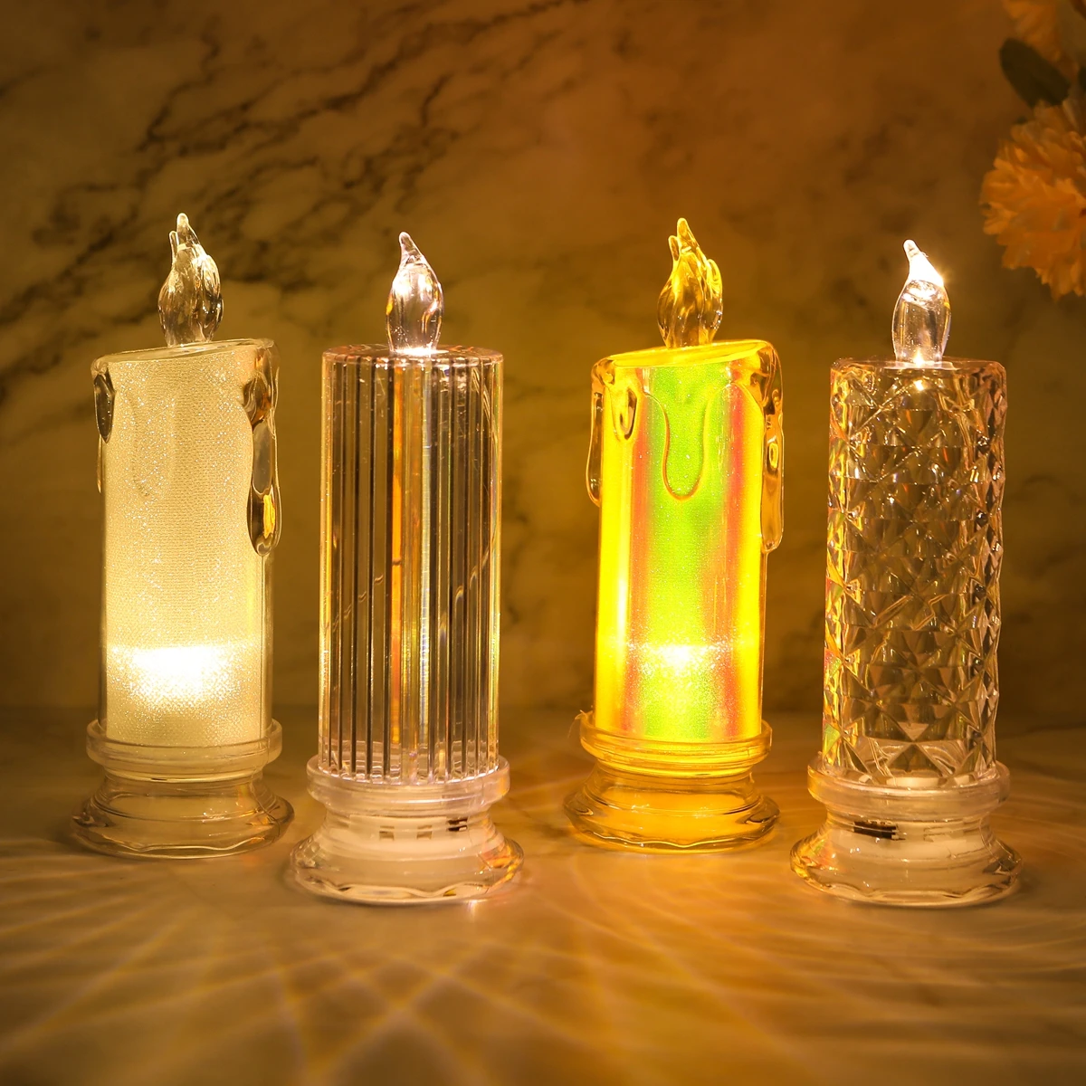 

Flameless LED Candle Lights Romantic Electronic Candle Lamp Christmas EID Decoration for Home Atmosphere Warmer Candle Light