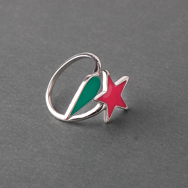 Регулируемое кольцо Hunter X Hisoka серебряное многослойное открытое со звездами и