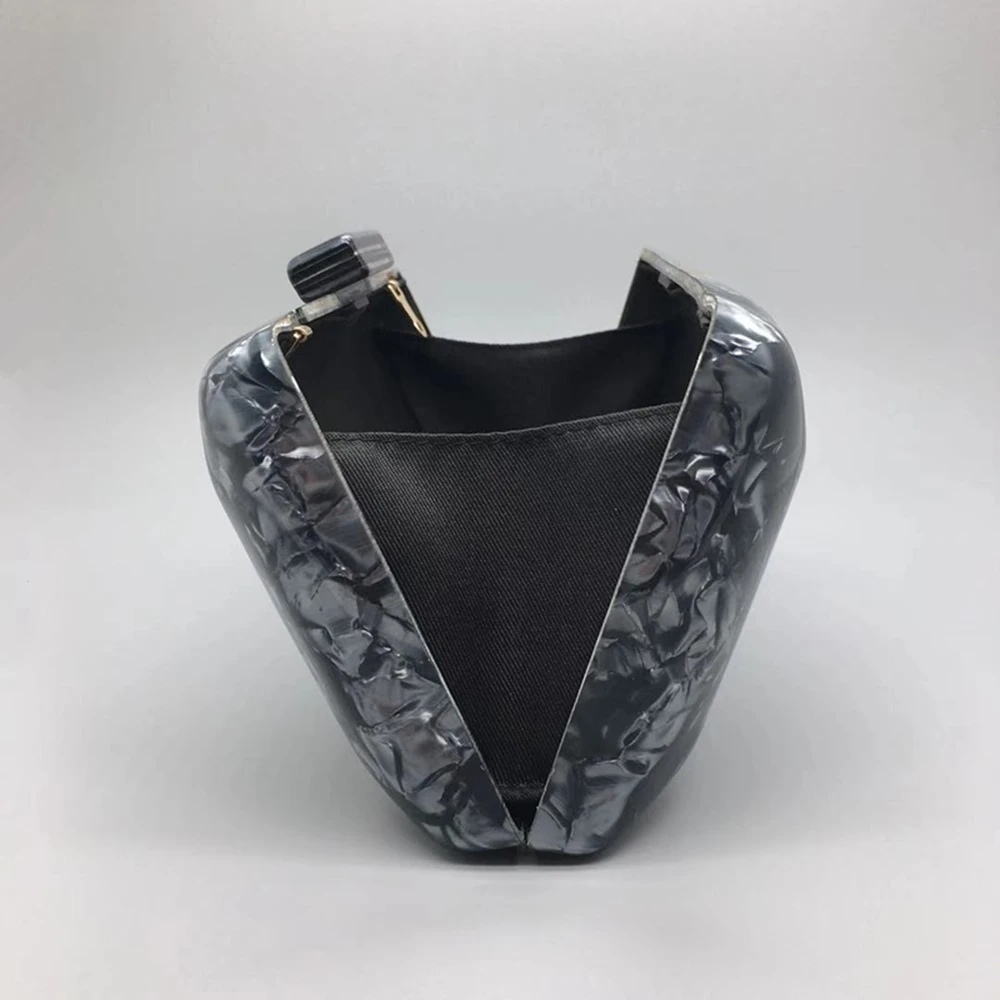 Chic Trendy Black Marble Acrylic Evening Bags Ladies Luxury Elegant Prom Party Clutch New Look Stylish Noble Chain Purse Handbag