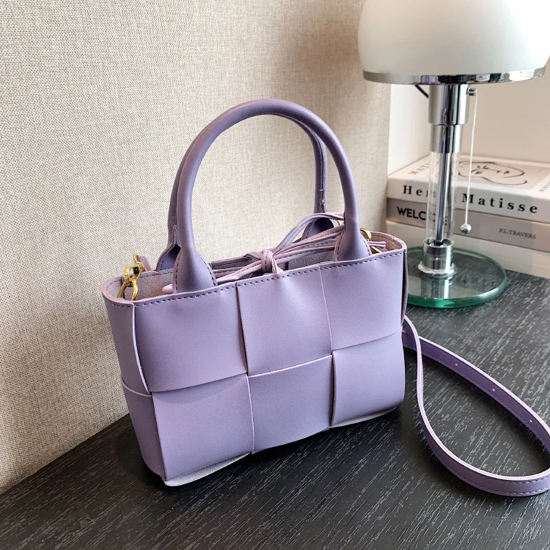 The New 2023 Women's Bag Advanced Fashion Style Satchel Simple Handbag, Simple Hand Knitted Solid Color Square Bag