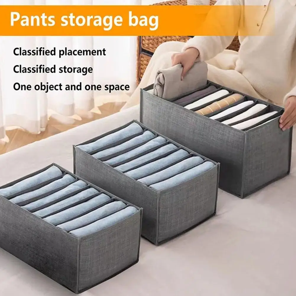 

Pants Clothes Storage Boxes Jeans Sorting Bags Clothing Clothing Layering Separation Household Compartments Basket Wardrobe J4H8