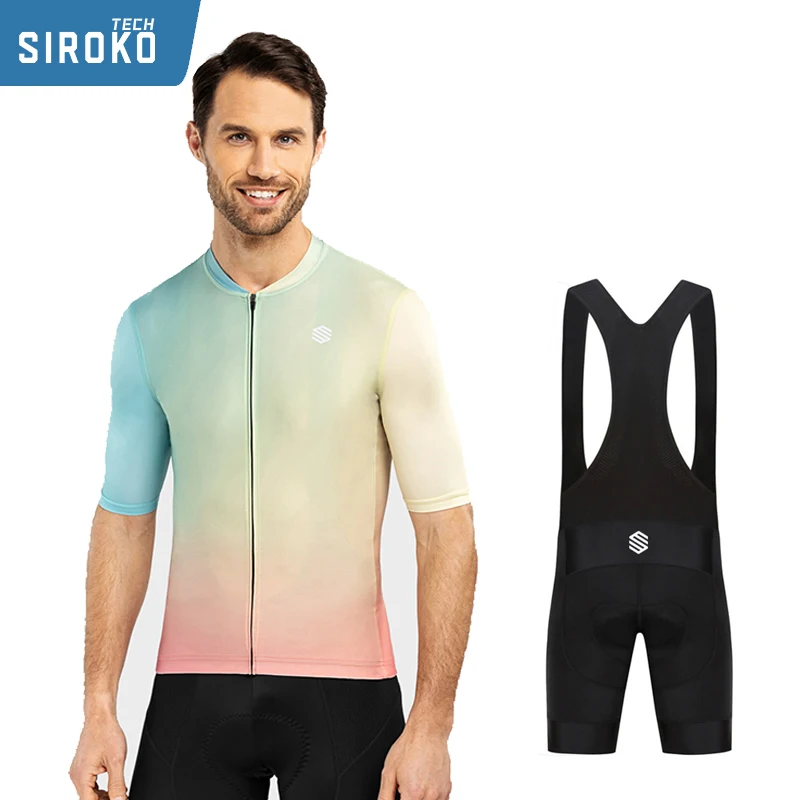 

SirokoTech Gradient Cycling Jersey Set Men's Cycling Clothing Road Bike Shirts Suit Bicycle Bib Shorts MTB Wear Maillot Culotte